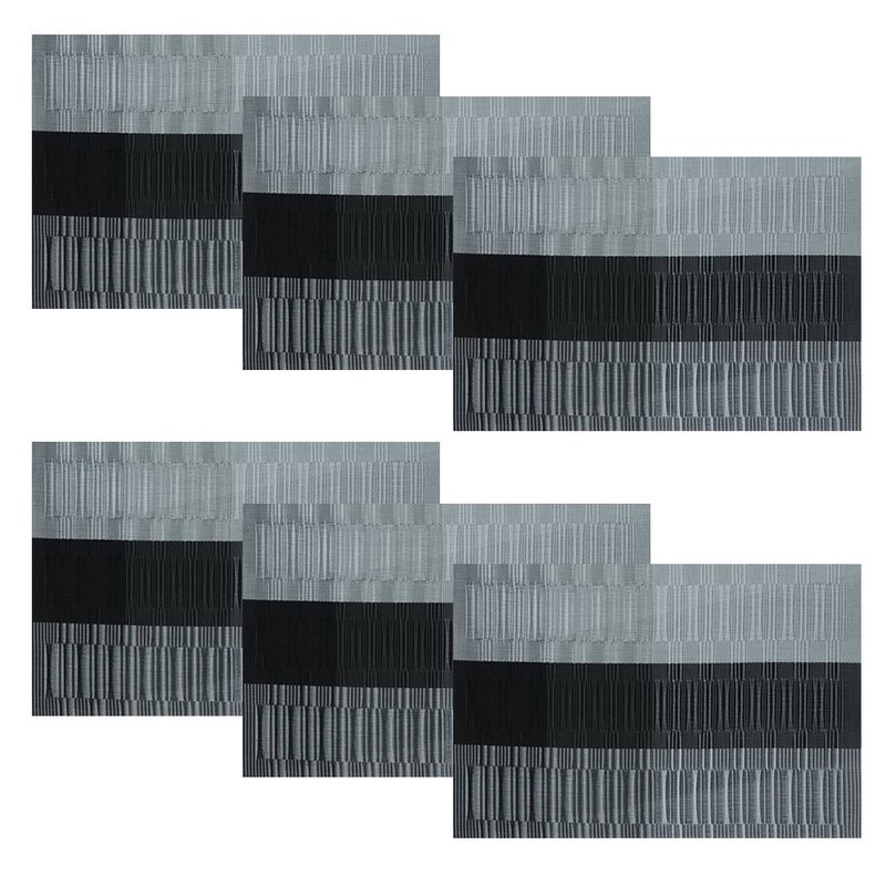 SHACOS Woven Vinyl Table Runner 12 x 54 inch PVC Runner for Dining Table Coffee Table Counter Wipe Clean Indoor Outdoor, Ombre Black and Gray - Image 3